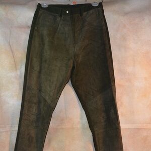 Green Suede /Stretch Pants Sz L